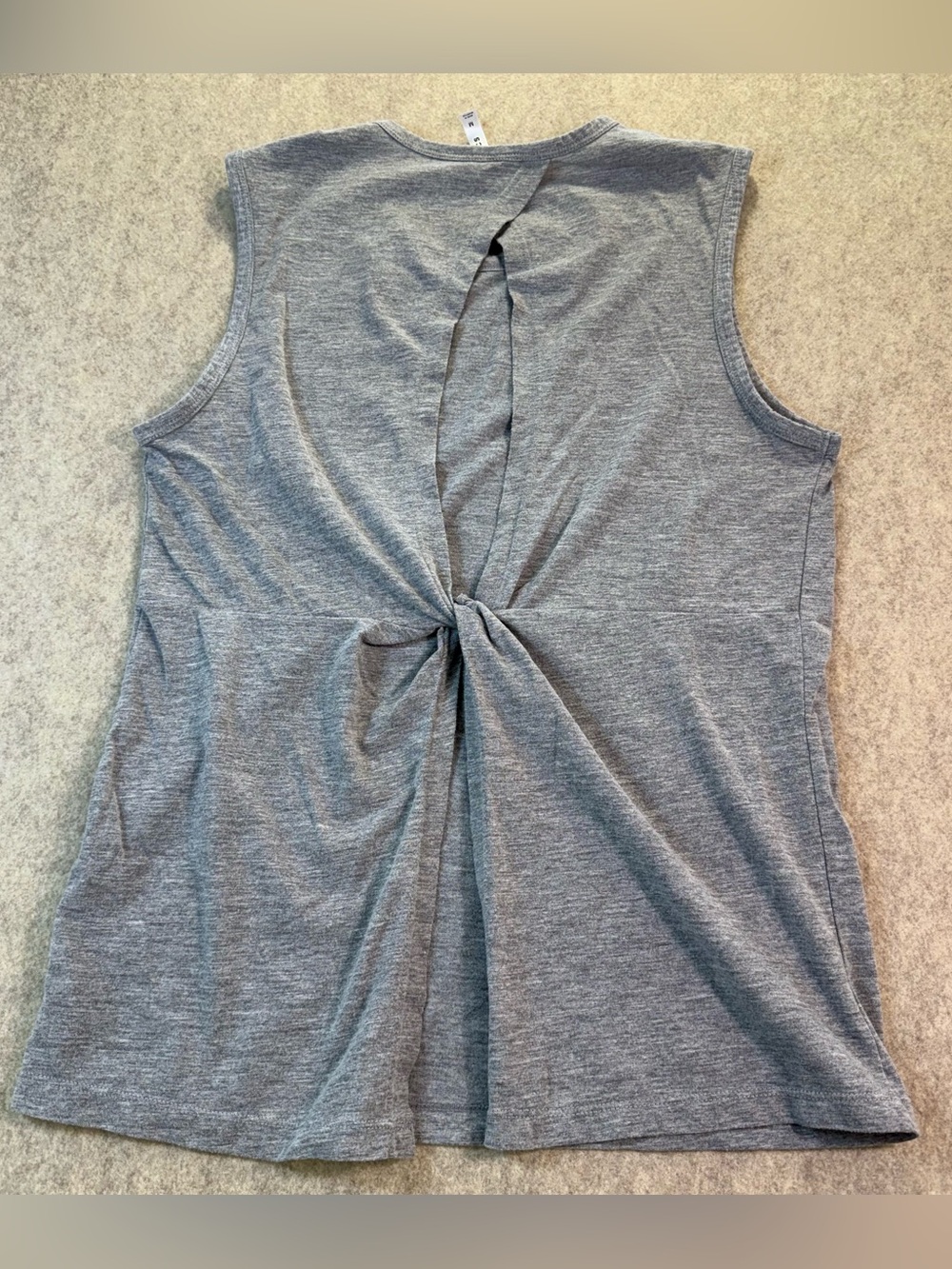 Fabletics Sleeveless Twist-Back Tank Top - Gray Cotton Blend Activewear, Sz M